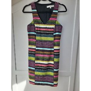 Trina Turk Womens Knit Color Stripe Short Sleeve Sheath Dress Size 0